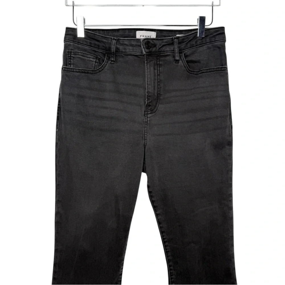 FRAME Le Crop Mini Bootcut Washed Black Frayed Women’s Jeans Sz 30